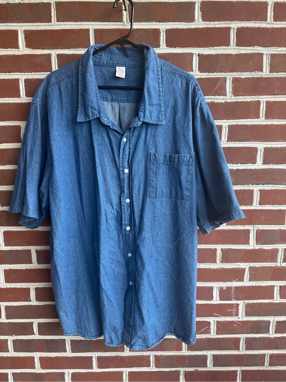 Classic Vintage Open Trails 3XL 100% Cotton Short-Sleeve Denim Shirt - Blue